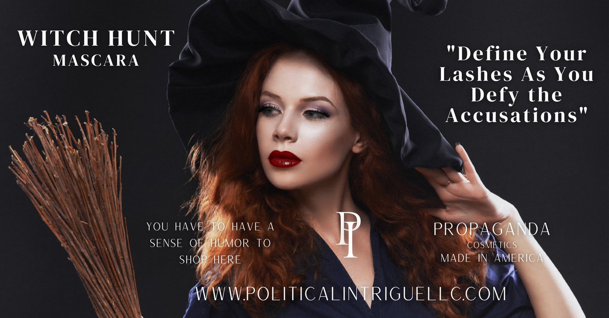 PoliticIntrigue's tweet photo. Witch Hunt Mascara- define your lashes as you defy the accusations." 
https://t.co/GuWrzr4QJ8

Propaganda Cosmetics - Because Makeup is propaganda 😘💄💋

YOU HAVE TO HAVE A SENSE OF HUMOR TO SHOP HERE

Made in America Halloween Costume 
Election Republican Democrat Shutdown SNAP https://t.co/IEYDg9wcqb