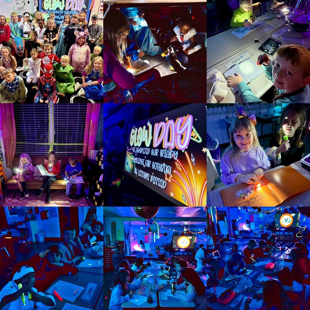 BeebeElementary's tweet image. Mrs. V’s class is full of goal-getters! Today, they celebrated Halloween and completed their October iReady challenge by having a G L O W party! Students read with flashlights, completed STEM challenges, and danced the day away under the black lights.  #bprd #besisthespottobe