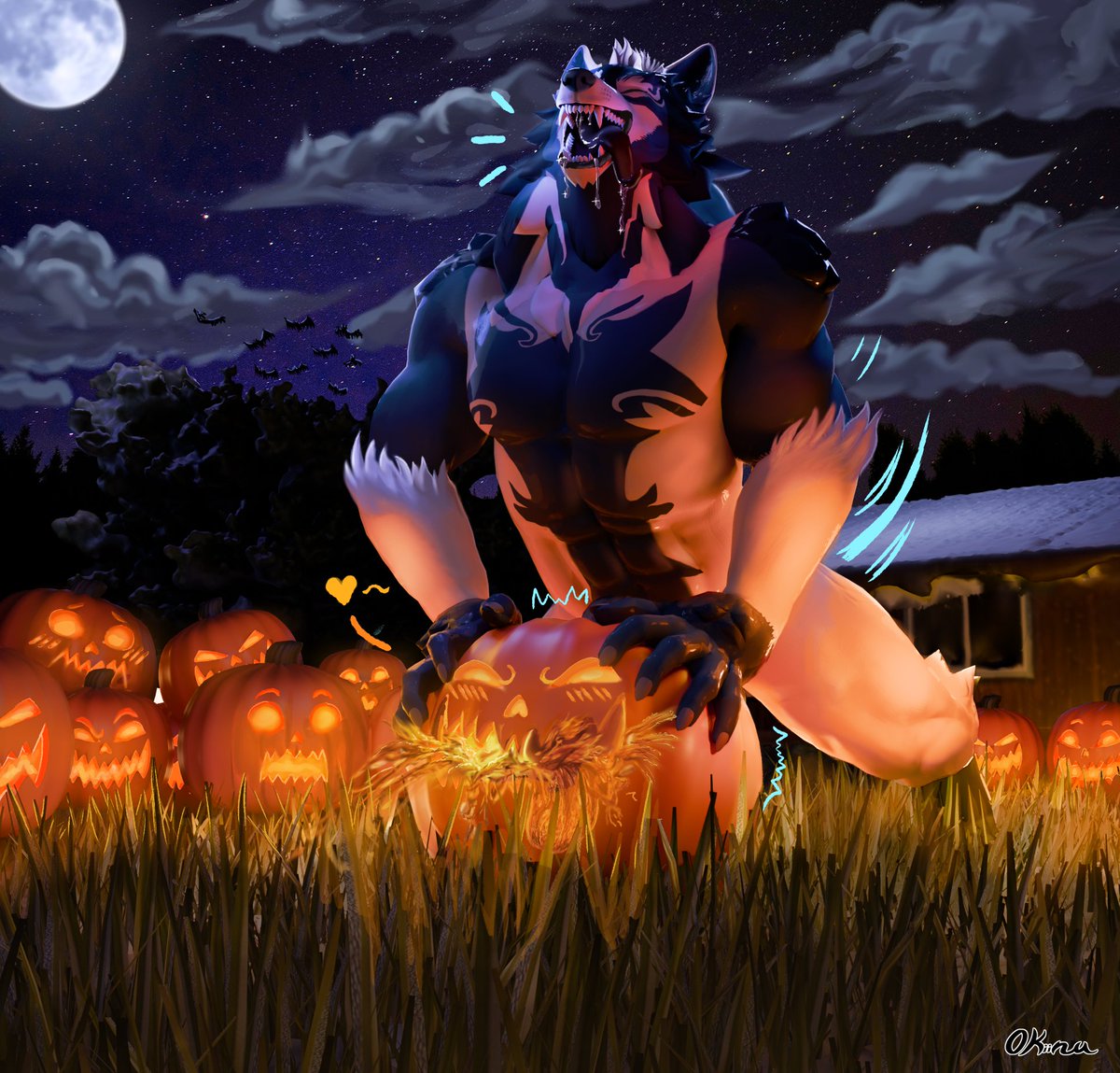 🎃Happy halloween!!!🎃 This halloween i found some nice pumpkins to have fun with. You can call me the pumpkin king, hehe >:) 
I wrote a short story to go along with this on my FA if you're interested in reading it :3
This is a 3D render i made with some 2D edits!