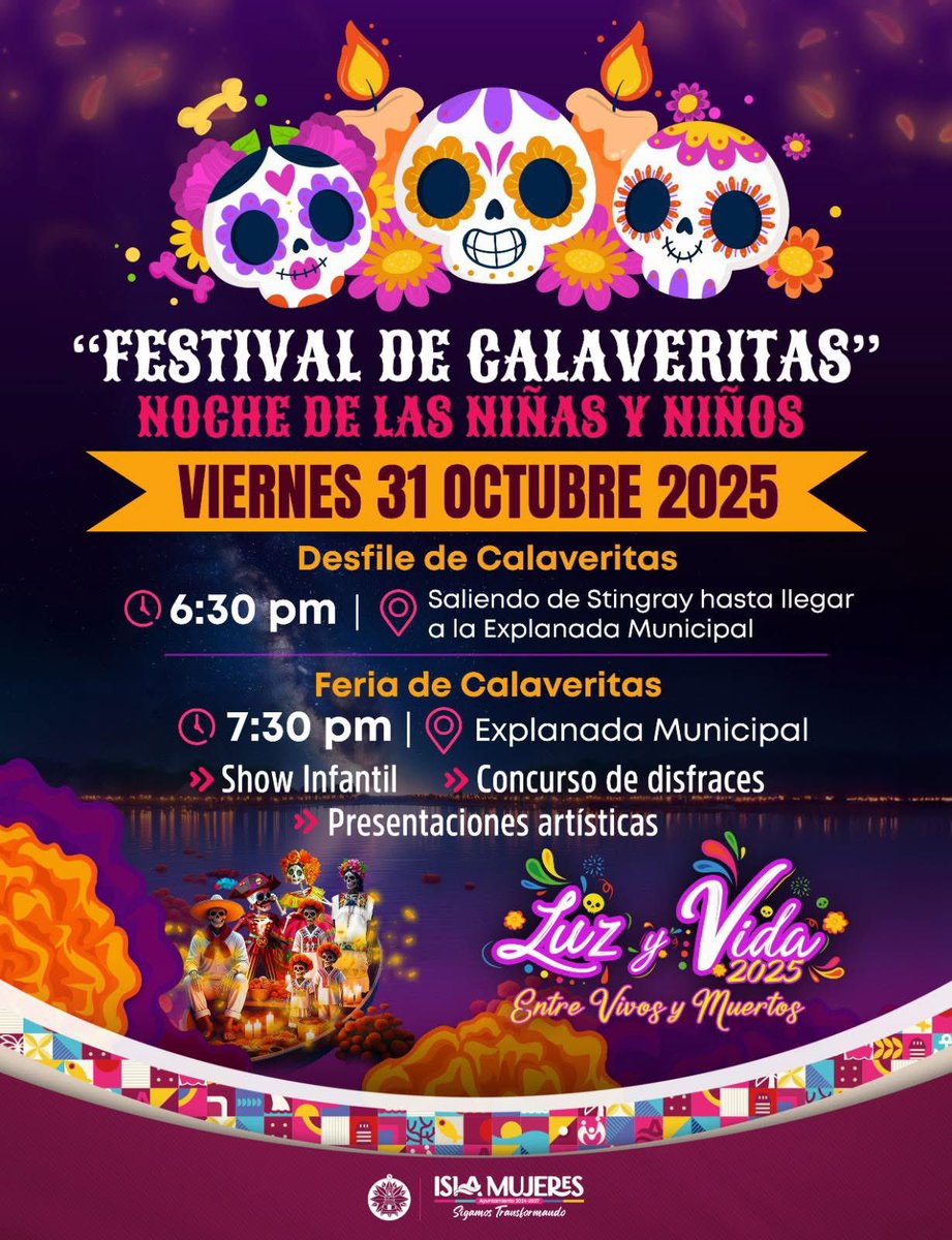 Hoy viernes 31 de octubre vamos a dedicarles el 𝗙𝗲𝘀𝘁𝗶𝘃𝗮𝗹 𝗟𝘂𝘇 𝘆 𝗩𝗶𝗱𝗮 “𝗘𝗻𝘁𝗿𝗲 𝗩𝗶𝘃𝗼𝘀 𝘆 𝗠𝘂𝗲𝗿𝘁𝗼𝘀”💀 a nuestras niñas y niños isleños. 

¡Los esperamos con sus disfraces! 🙌🏻✨🎉

#SigamosTransformando🩷 #4TENEA