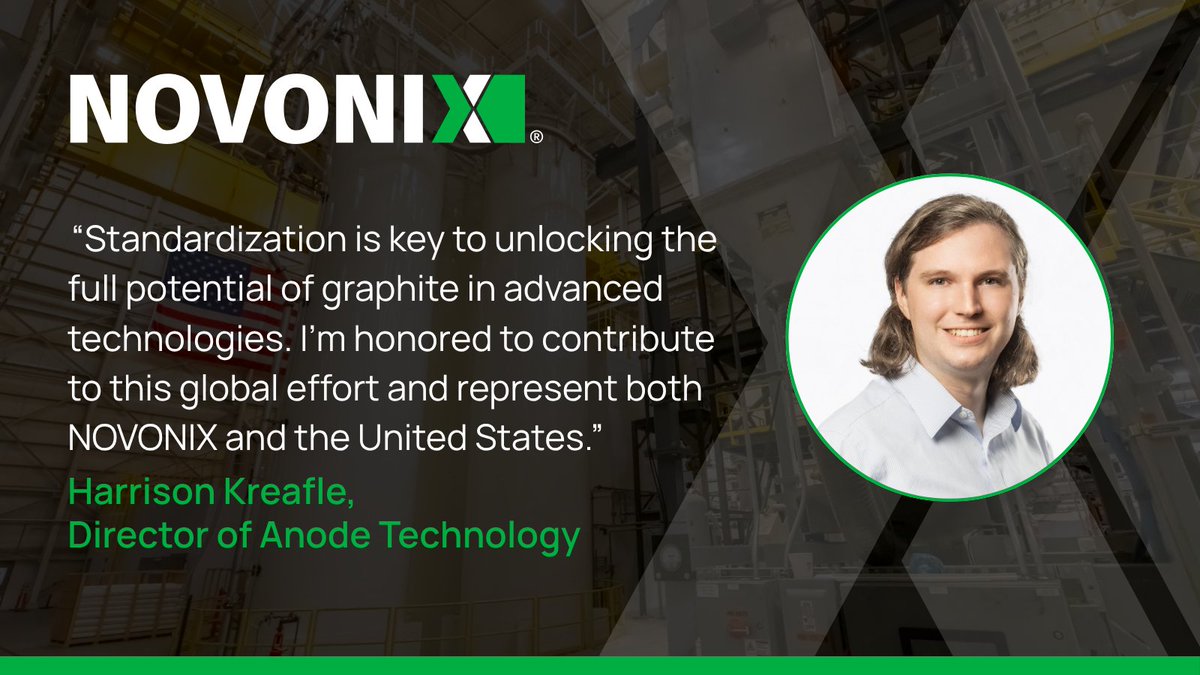NovonixBattery's tweet image. Big news! 🎉 Harrison Kreafle of NOVONIX recently joined @isostandards TC 345 to help standardize graphite testing—advancing global understanding of this vital material. 

🗣️ “I’m honored to contribute and represent NOVONIX and the U.S.” 

#Graphite #ISO #BatteryTech #NOVONIX