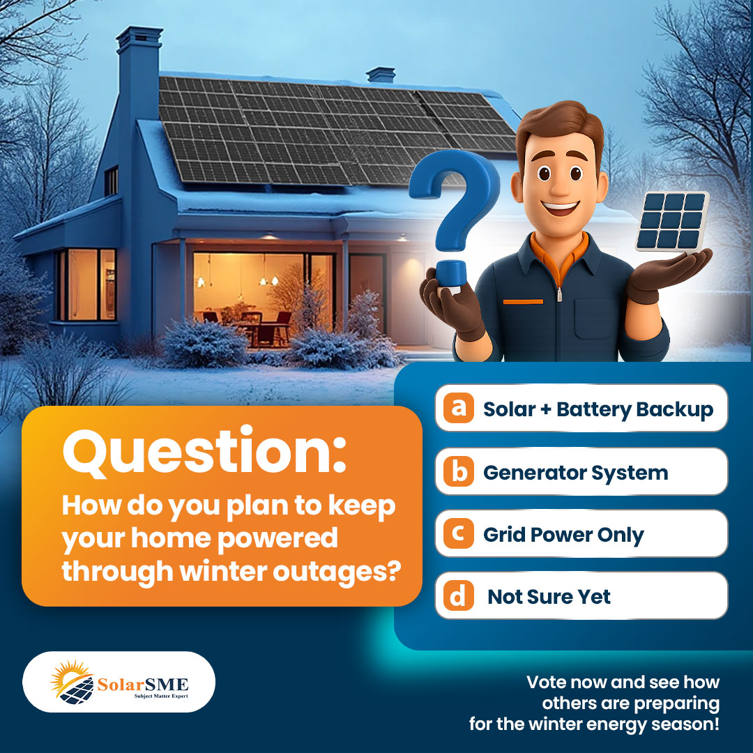Solarsmeinc's tweet image. Winter power challenges are here! How prepared is your home? Vote now and learn what solutions others are choosing this winter!
#WinterEnergySavings #StayPowered #HomeEnergySolutions #SolarEnergy #BatteryBackup