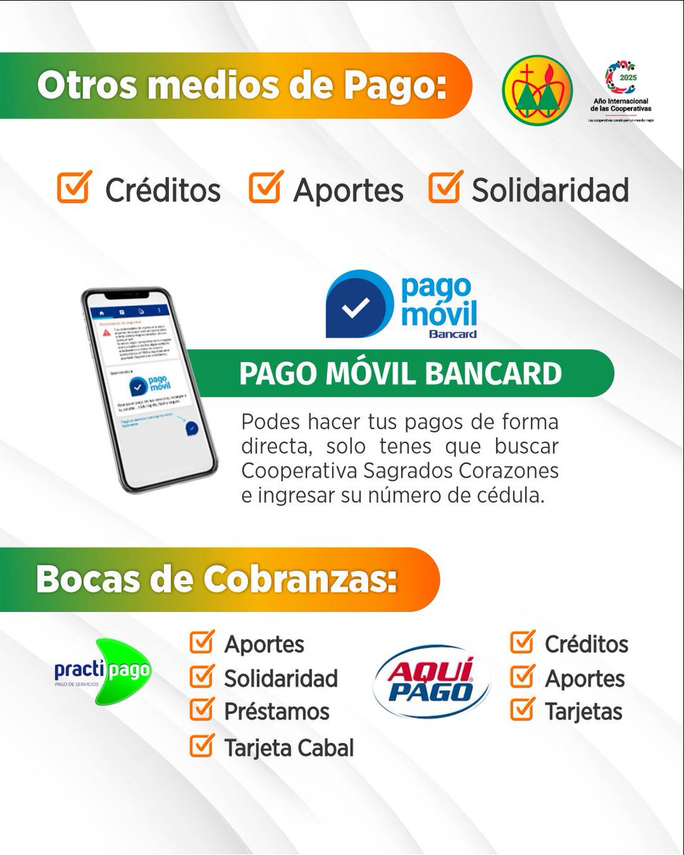 coopssccPy's tweet image. 💳 Realiza tus pagos de manera fácil y segura con nuestros diversos medios de pago.

📈 Seguí construyendo tu futuro financiero con nosotros.

✅ Tu acceso a mejores oportunidades comienza con un buen historial