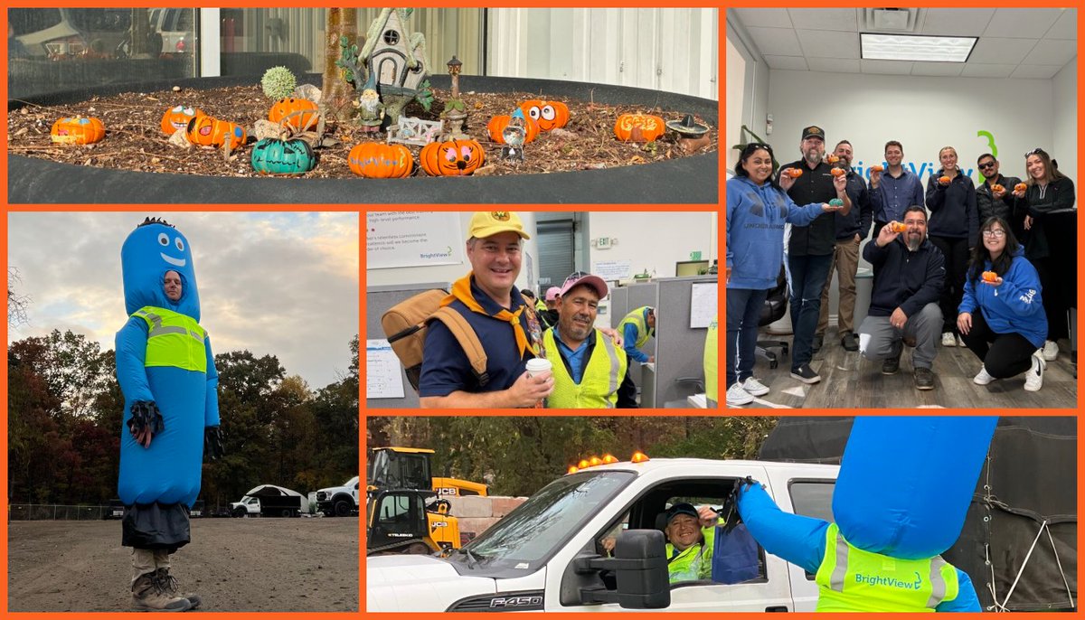 BrightView's tweet image. From creative costumes to spooky displays, our teams really got into the Halloween spirit! We love seeing the fun, teamwork, and creativity that make BrightView so fang-tastic. Here’s to the team members who make every season shine—even the spooky ones! 🎃