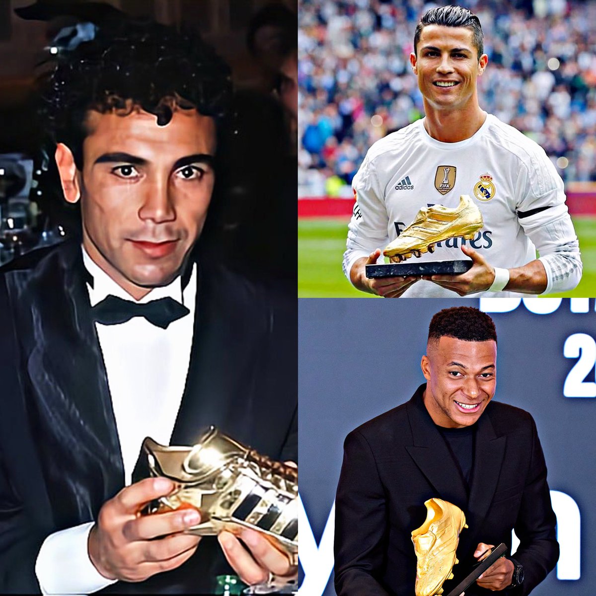 AllFutbolMX's tweet photo. The only three players in history that have won the European Golden Boot with the Real Madrid jersey. 

🇲🇽 HUGO SANCHEZ - 89/90
🇵🇹 Cristiano Ronaldo - 10/11, 13/14, 14/15
🇫🇷 Kylian Mbappé - 24/25

Legends of the game. 🐐🤍 https://t.co/FQTKawwjNa