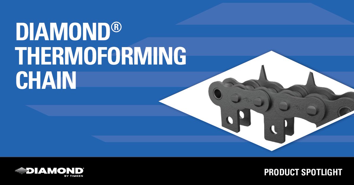 Diamond_Drives's tweet photo. Twisting can haunt thermoforming lines. 👻 😱 But Diamond® Thermoforming Chain is built to keep them running smoothly with precise linkplates and extended pins. Order as a set with Class 1 or 2 matching to prevent material twisting. https://t.co/jqXfL4p3oC https://t.co/VmafFZKize