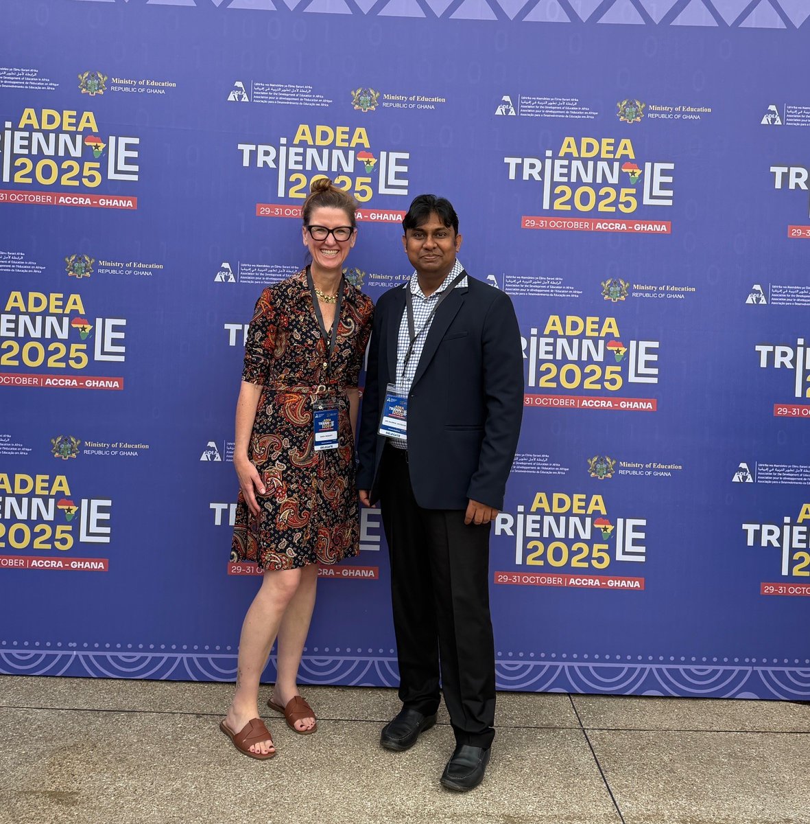 codengo's tweet image. This past week, Sara McGinty and Najmul Hossain were proud to represent CODE at the #2025ADEATriennale in Ghana. They shared insights from our TLFC project in Liberia and Sierra Leone, highlighting how localized, sustained teacher development is driving measurable improvements.