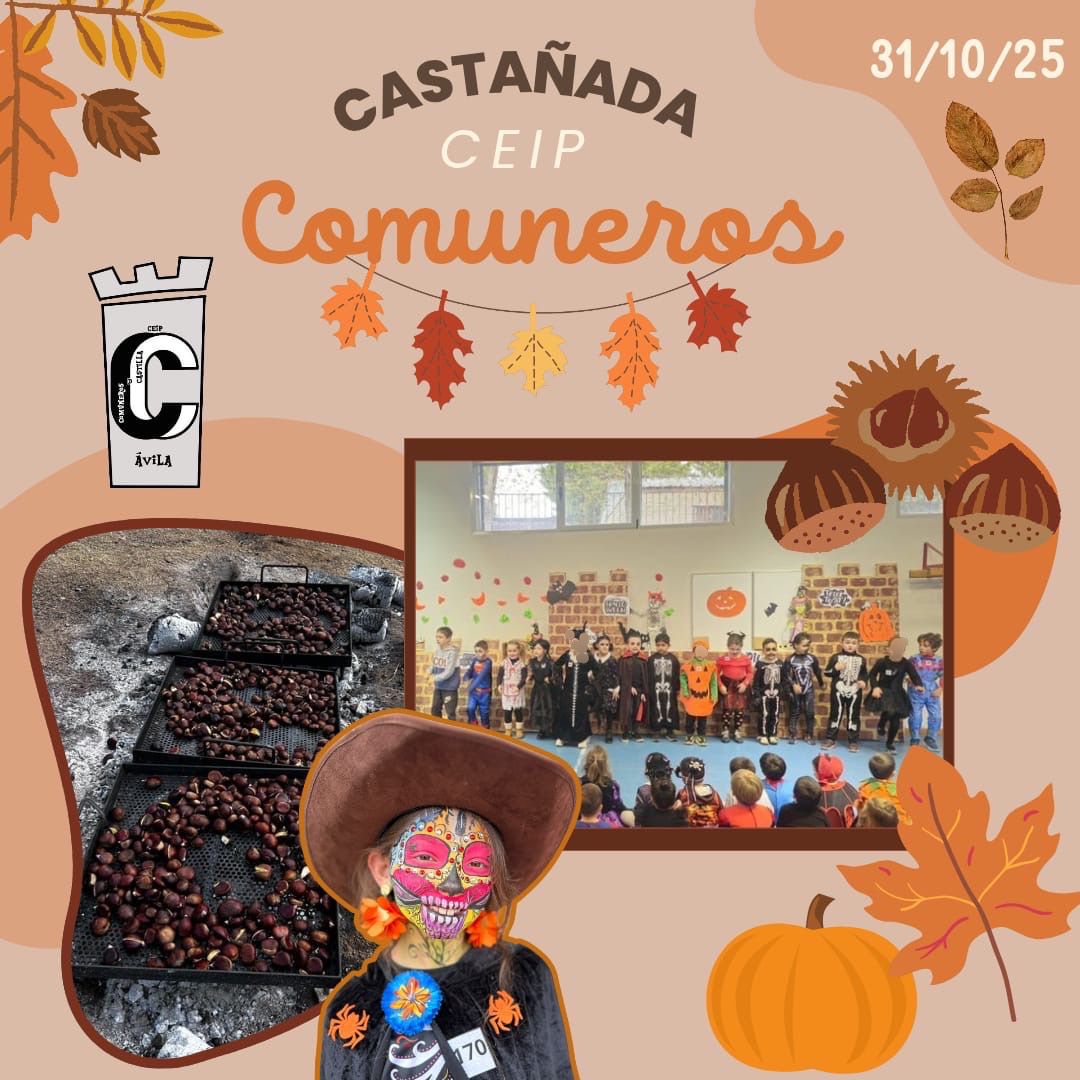 CEIPCOMUNEROSAV's tweet image. ¡Halloween de miedo en el cole! 🎃
Disfraces, castañada y mucha alegría.Gracias a profes, familias y peques: ¡El 100% vino disfrazado! 🏫🌰💛#FamiliaComuneros