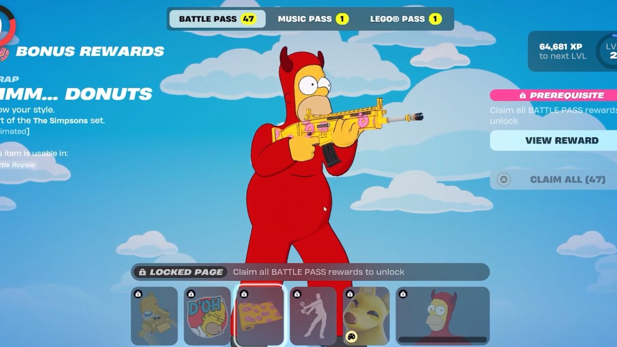 HOMER IS IN THE LAST PAGE OF THE PASS #Fortnite 

He also has an "Evil Homer" Edit Style in Bonus Rewards.

(via <a href="/Top5Gamingx/">T5G</a>)