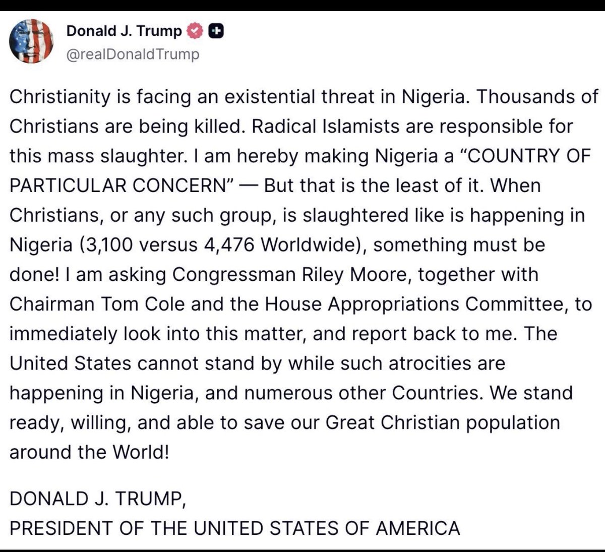 timburchett's tweet image. Thank you ⁦@realDonaldTrump⁩ for addressing this. This is what a leader does.
