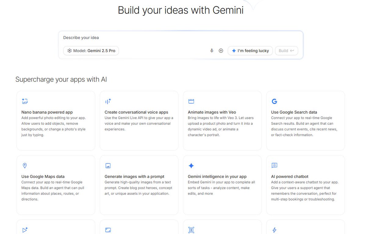 Been playing with the "Builder" in Google AI Studio for a while.

It's so underrated.

Being able to have immediate access to google models and data without dealing with token cost/ APIs is SO nice.

Especially for internal apps.