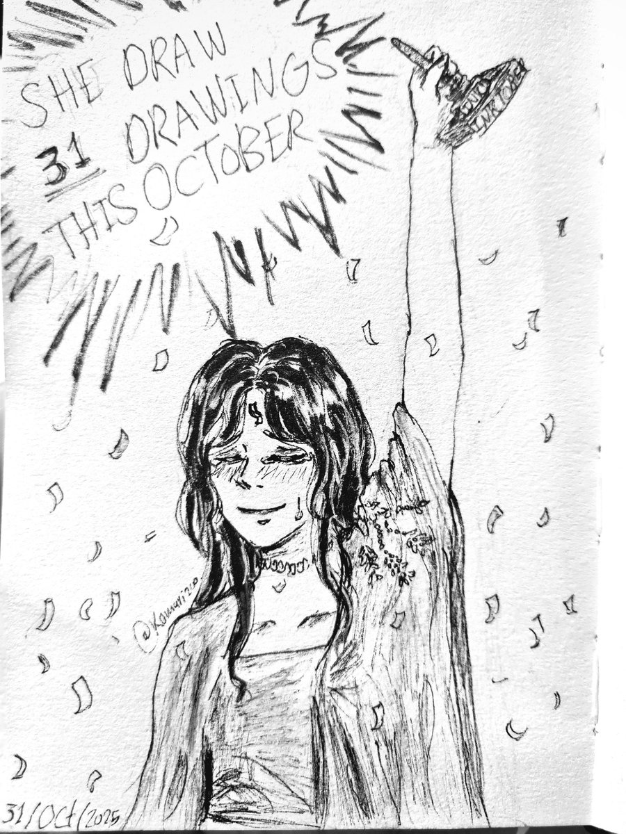 Day 31: Award 🏆
The last day finally came🥹, so I gave myself an award for completing the Inktober challenge 🥹🎉🎉🎉. I am really proud of myself, and I hoped you liked this moth's drawings💙 
Tell which drawing you liked more out of the 31?

 #inktober #inktoberday31