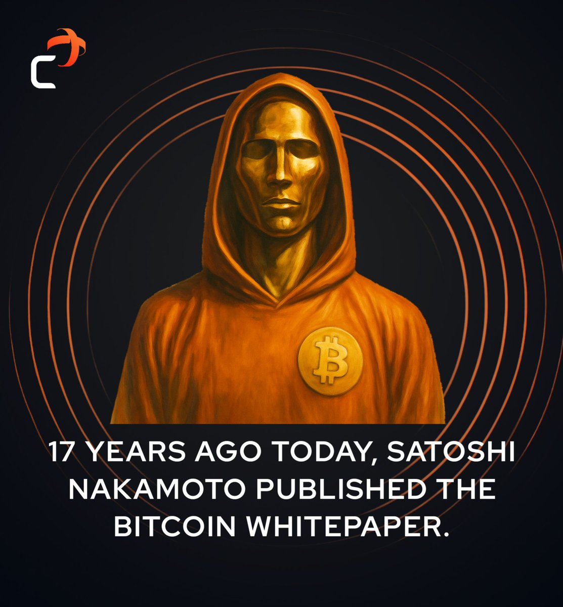 coinplus's tweet photo. 17 years ago today, #Satoshi Nakamoto released the #Bitcoin Whitepaper.
One idea redefined money โ giving people the power to truly own it. ๐งก
At Coinplus, we carry that vision forward โ making bitcoin ownership tangible, secure, and built to last. ๐ณ
#Coinplus #SelfCustody https://t.co/Tv97GGKB64