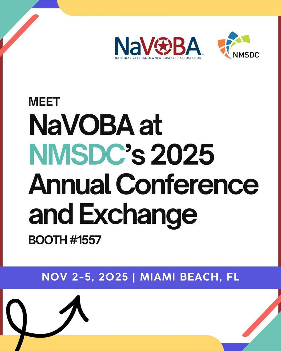 NaVOBA's tweet image. NaVOBA is at NMSDC 2025 in Miami, Nov 2–5! 🚀
CEO Matthew Pavelek speaks on “Redefining Partnership, Purpose &amp;amp; Impact”
📅 Nov 4 | 8:45 AM
Join us to explore strategies for veteran-owned businesses to thrive.

#NavigateTheNow #VBEs #SDVBEs #VeteranOwned #NaVOBAatNMSDC
