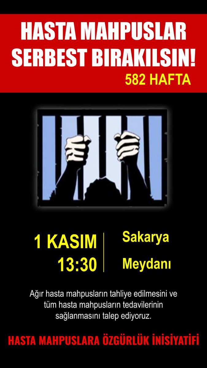 582.Hafta
Tedavi Haktır Engellenemez!
#HastaMahpuslarSerbestBırakılsın