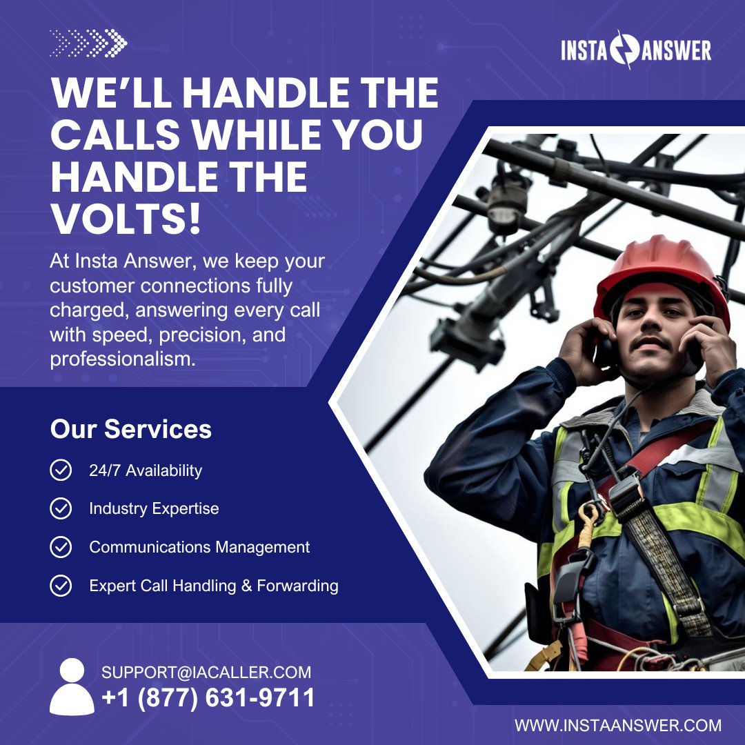 Insta_Answer's tweet image. Don’t let missed calls short-circuit your business! Whether it’s a power outage, repair request, or new service inquiry, we make sure your clients stay conntected!

Call (877) 631-9711 or email support@iacaller.com today.

#Electrician #InstaAnswer #CustomerService #Electrical