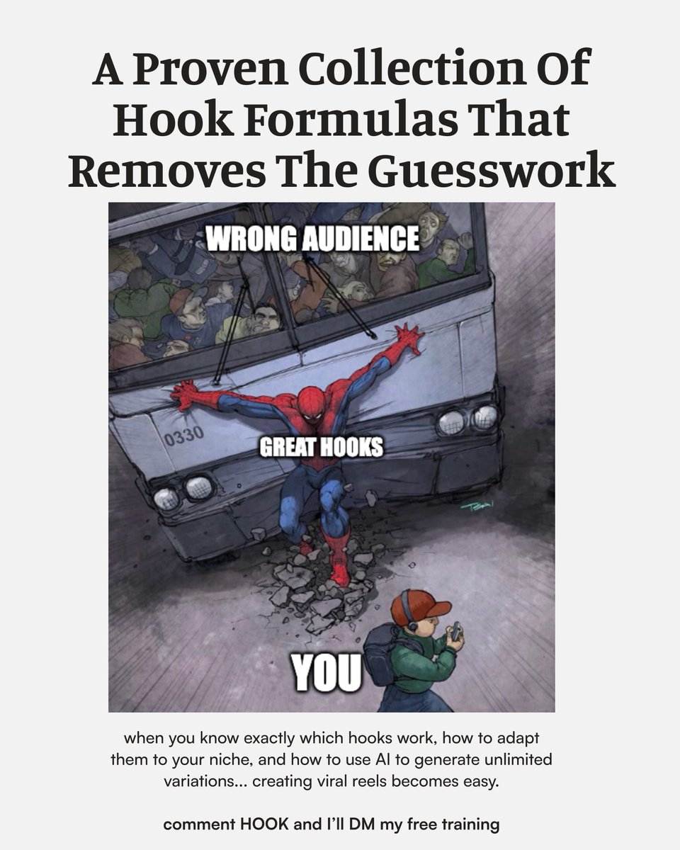 you could have the cure for cancer in your reel and nobody would watch if the hooks sucks

here's the truth:

- content doesn't matter if attention isn't captured first.

That means…

your job is get attention under 3 seconds

and most creators have no idea how

- they wing it
-