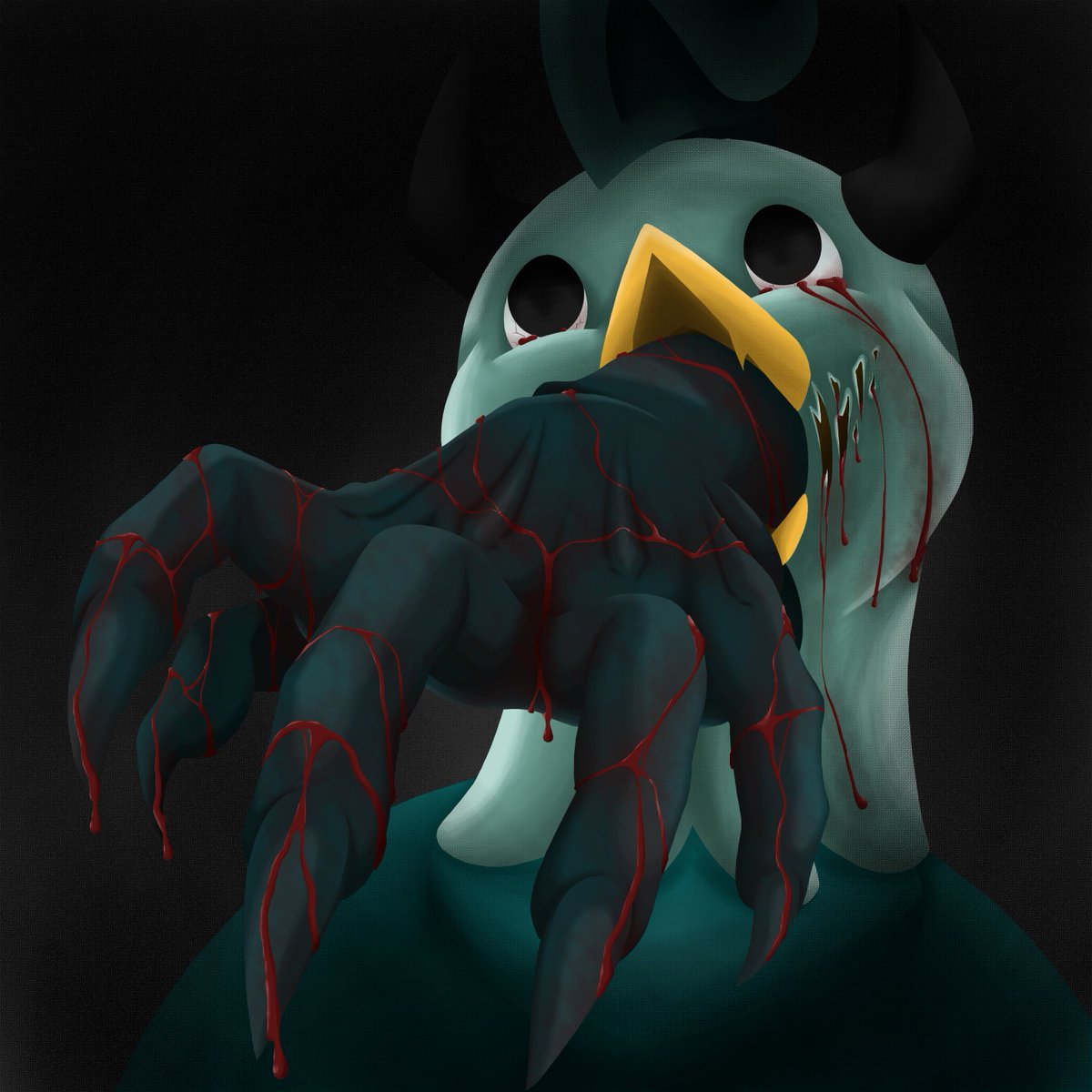 Happy Halloween, everyone! 🎃
Don't forget to feed the demon inside you, or else it will resurface sooner or later 😈

⚠️Warning: blood and gore
(Production dated 10/31/2025)
#Halloween #Halloween2025 #ocart  #originalcharacter #art #oclore