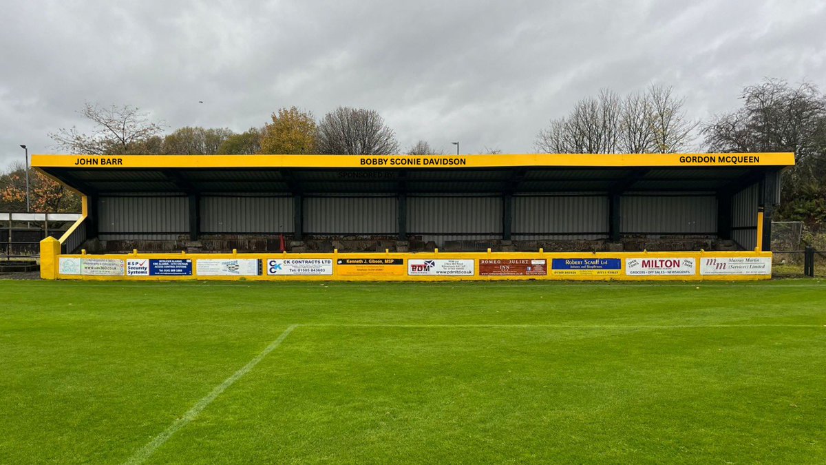 Announcement 

The Football is delighted to announce that the Railway end stand will soon bear the names of three men that have made their mark with Kilbirnie Ladeside FC &amp; the town of Kilbirnie.

Bobby “Sconie” Davidson our longest &amp; most decorated manager of some 27yrs will be