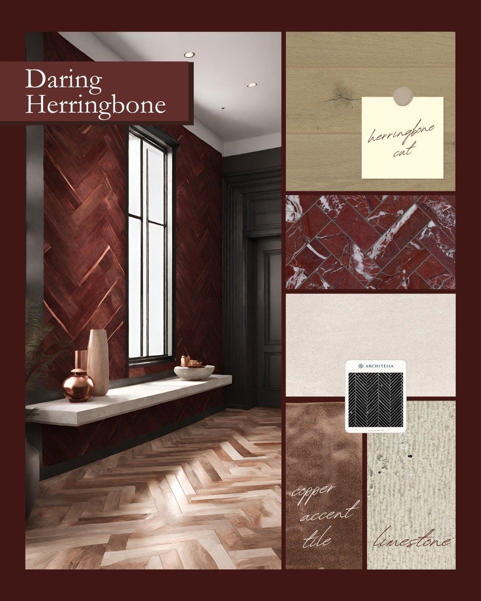 ArchitessaTile's tweet image. From daring red herringbone walls to checkerboard marble foyers, our Moody Mystique Capsule Edit explores the art of contrast.

Explore the Capsule Edit: hubs.ly/Q03R8Cqy0

#CapsuleEdit #TileDesign #InteriorDesign #Architessa #MarbleTile #HerringboneTile #MoodyMaximalism
