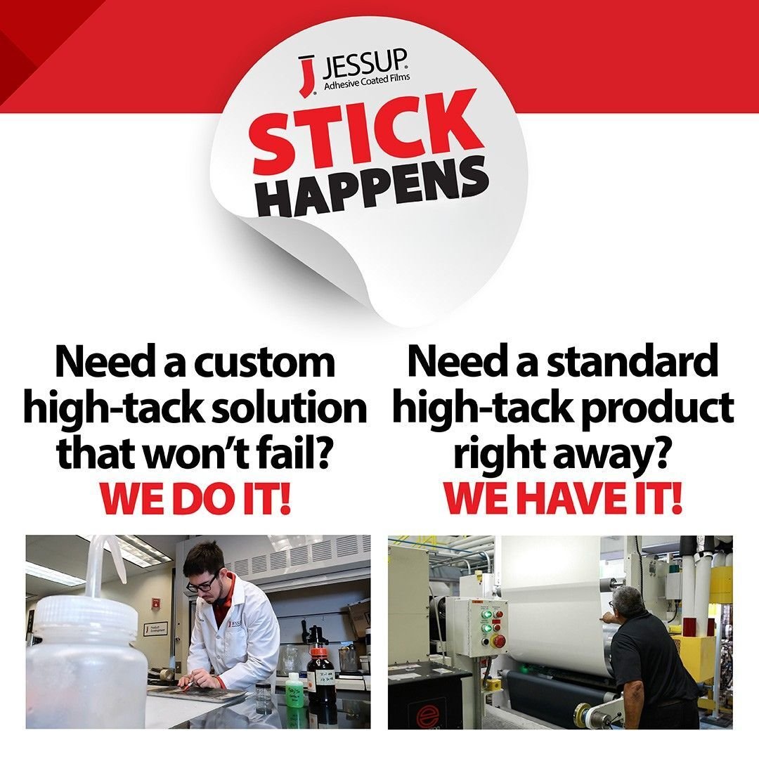 JessupMfg's tweet image. When your projects demand serious sticking power, Jessup delivers. From custom-engineered adhesive films to reliable off-the-shelf solutions, we’ve got what you need to make your graphics last.
 #JessupAdhesives #HighTack #AdhesiveSolutions #StickWithJessup