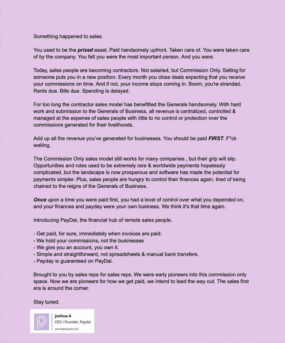 JoshTalksBiz's tweet image. PAYDAI: MY MISSION