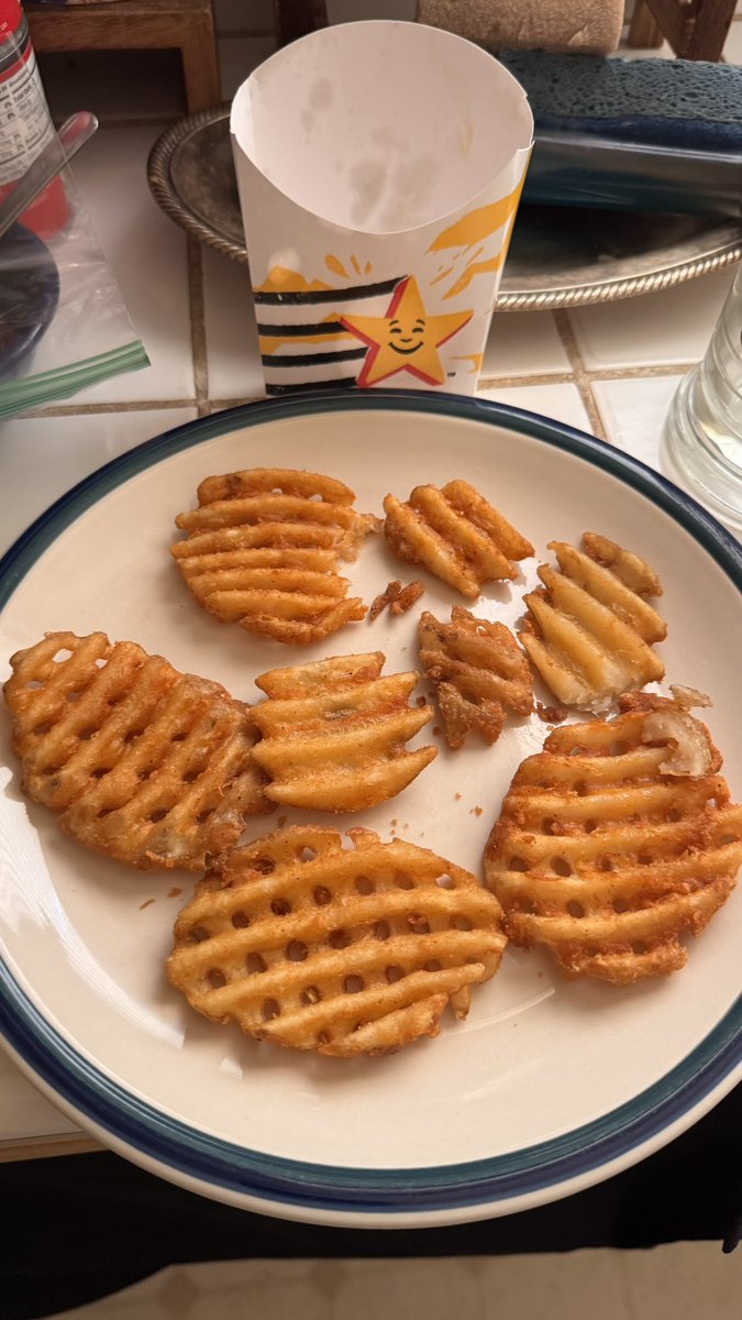 $5 for 8 waffle fries at Carl's Jr. How are you still in business? Roughly $0.62 a fry. <a href="/CarlsJr/">Carl’s Jr.</a>