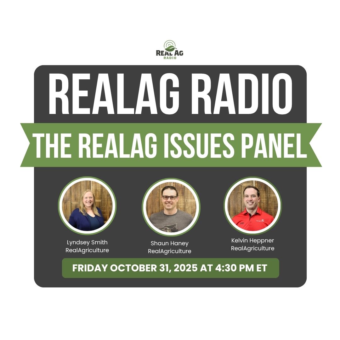 realagriculture's tweet photo. Check out today's #RealAgRadio at 4:30 E on @RURALRADIO147! Host @ShaunHaney is joined by @KelvinHeppner and @RealLoudLyndsey of RealAg for the #RealAgIssuesPanel! https://t.co/yxefGq2v0n