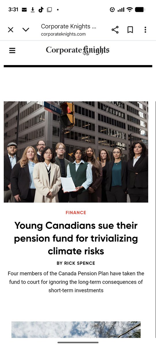 Are government-run pension plans underestimating the risks of climate change?
Four Canadian youths are taking the CPP to court to protect not just the future, but their pensions, too.
My story today for Corporate Knights. share.google/zEDxRo77YEp3tf…