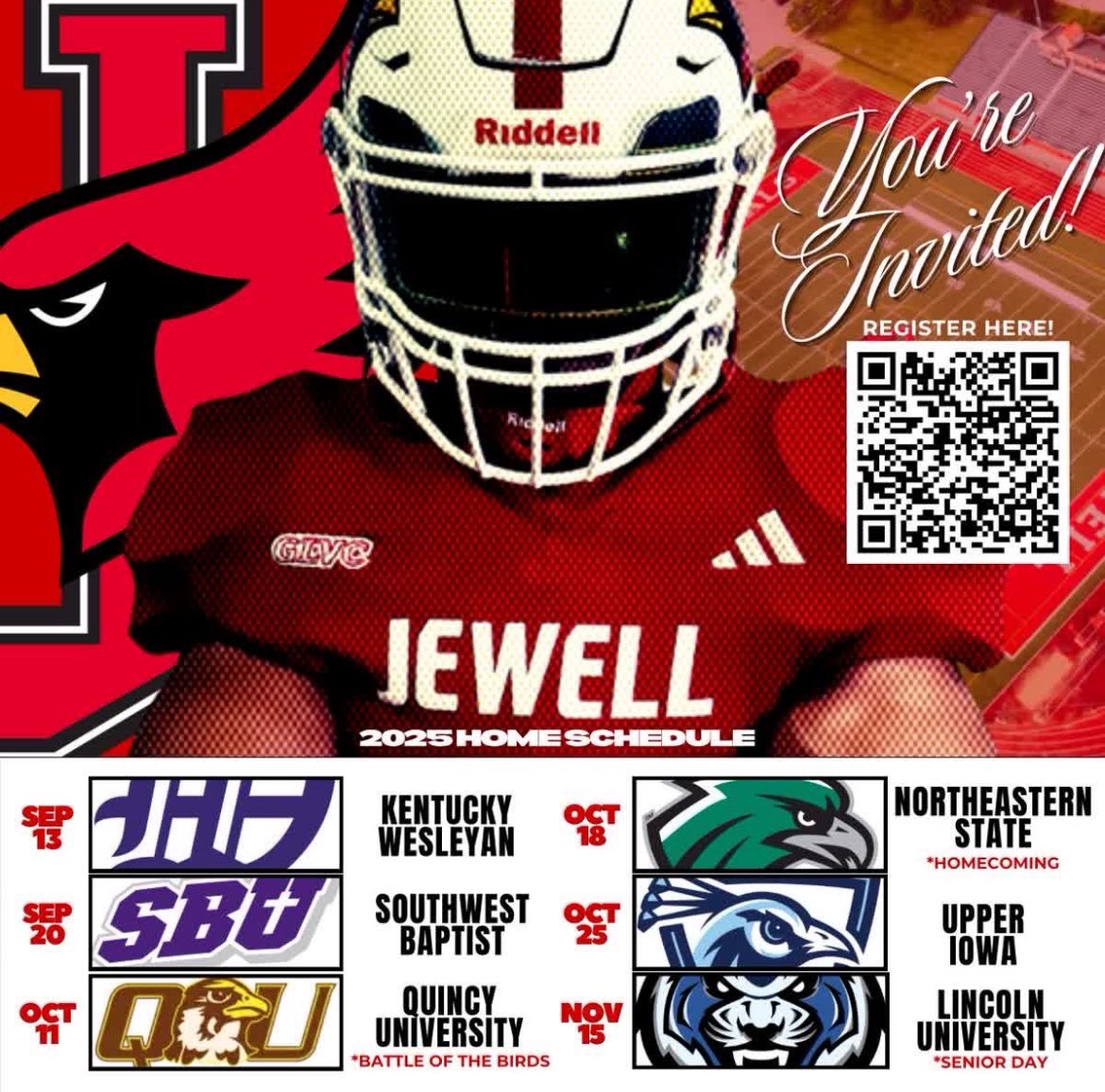 Thank you Coach Wright <a href="/landonrwright/">Landon Wright</a> and <a href="/JewellFootball/">William Jewell Football</a> for the Gameday Invitation‼️#DefendTheNest 🪹
<a href="/sixstarfootball/">Six Star Football | PLUS+</a> 
<a href="/6starfootballOK/">Six Star Football | OKLAHOMA</a> 
<a href="/VYPEOK/">VYPE Oklahoma</a> 
<a href="/Ryzer/">Ryzer</a> 
<a href="/247recruiting/">247Sports Recruiting</a> 
<a href="/PrepRedzoneOK/">Prep Redzone Oklahoma</a> 
<a href="/vypesportsguy/">Bill Huddleston</a> 
<a href="/prepsrecruit/">Preps Recruiting</a>
