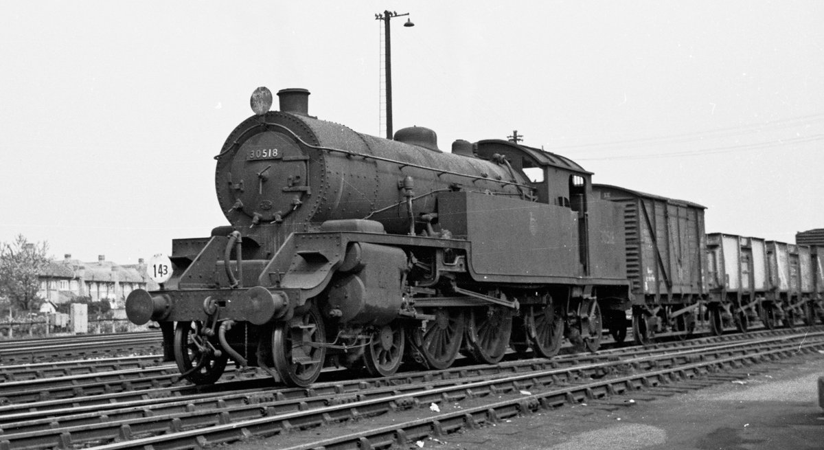 AlanLewCh's tweet image. A fine photo.

Here&apos;s my view of an H16 at home at Feltham.
&apos;Looking impressive and powerful LSWR H16 4-6-2T No 30518 prepares to leave Feltham Yard bound for Wimbledon East Yard on 3 May 1960.&apos;
All my photos  at MyLifeinTrains.com
Copyright Alan Lewis Chambers
#steamengine