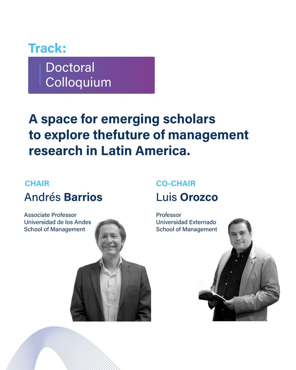 BALASorg's tweet image. 🎓 Doctoral Colloquium – #BALAS2026
A space for emerging scholars to explore the future of #management research in #LatinAmerica.
Join us in Bogotá (🇨🇴 @AdmonUniandes) to connect, learn, and grow with leading mentors.
🔗 balas.org/tracks2026
#DoctoralColloquium #Research #PhD