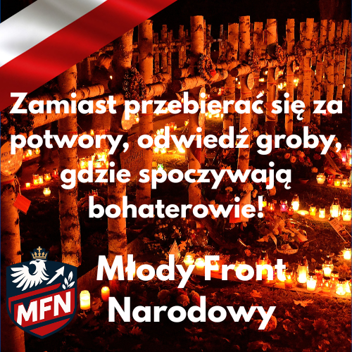 MFNarodowy's tweet photo. 🎃❌ Zamiast Halloween – Wszystkich Świętych!
Nie potrzebujemy obcych, pogańskich „świąt grozy”. Polska tradycja to modlitwa, pamięć i światło zniczy, nie maski i strach.
Brońmy katolickiego ducha Narodu przed tandetą importowaną z Zachodu.
Wybieramy święto, nie zabawę! https://t.co/M3LQgOh35Z