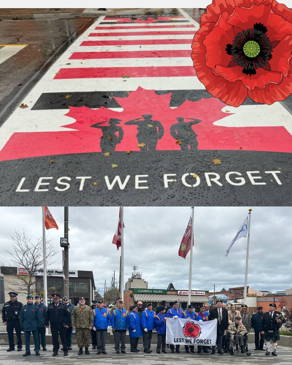 Today, members from <a href="/DRPSEastDiv/">EAST DIVISION - Durham Regional Police Service</a> were honored to assist in the opening of the Clarington Veterans Crosswalk, located at King St &amp; Temperance St, Bowmanville.

The crosswalk is a tribute for those who have served &amp; sacrificed for Canada. 

#WearAPoppy
#ThankAVeteran
#RCL178