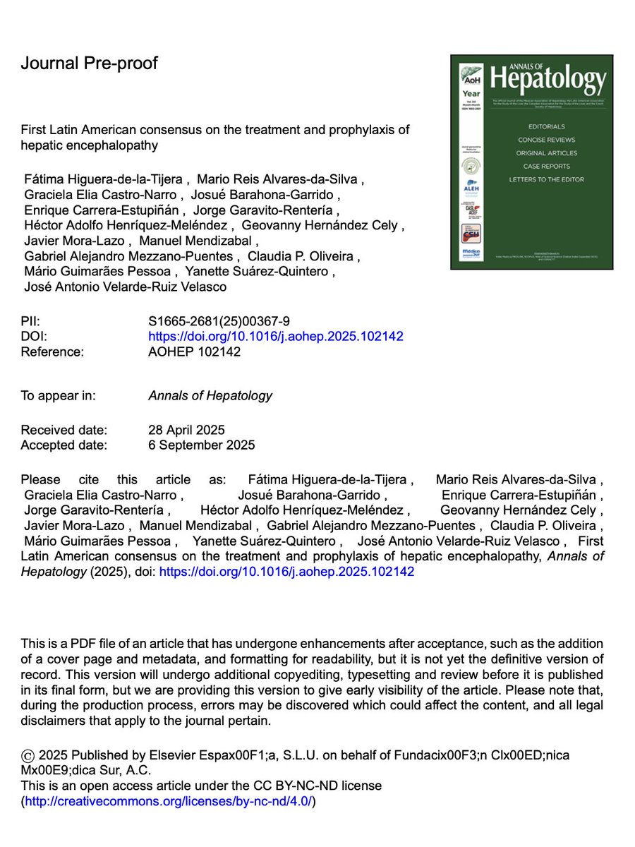 JoseAyonM's tweet photo. 📑First Latin American consensus on the treatment and prophylaxis of hepatic encephalopathy.

☑️LOLA for primary prophylaxis in variceal bleeding.
☑️WH III and IV: lactulose +rifaximin + LOLA
❌Probiotics and BCAA.
https://t.co/G1K2zzx34i https://t.co/n7D6QXbOuh