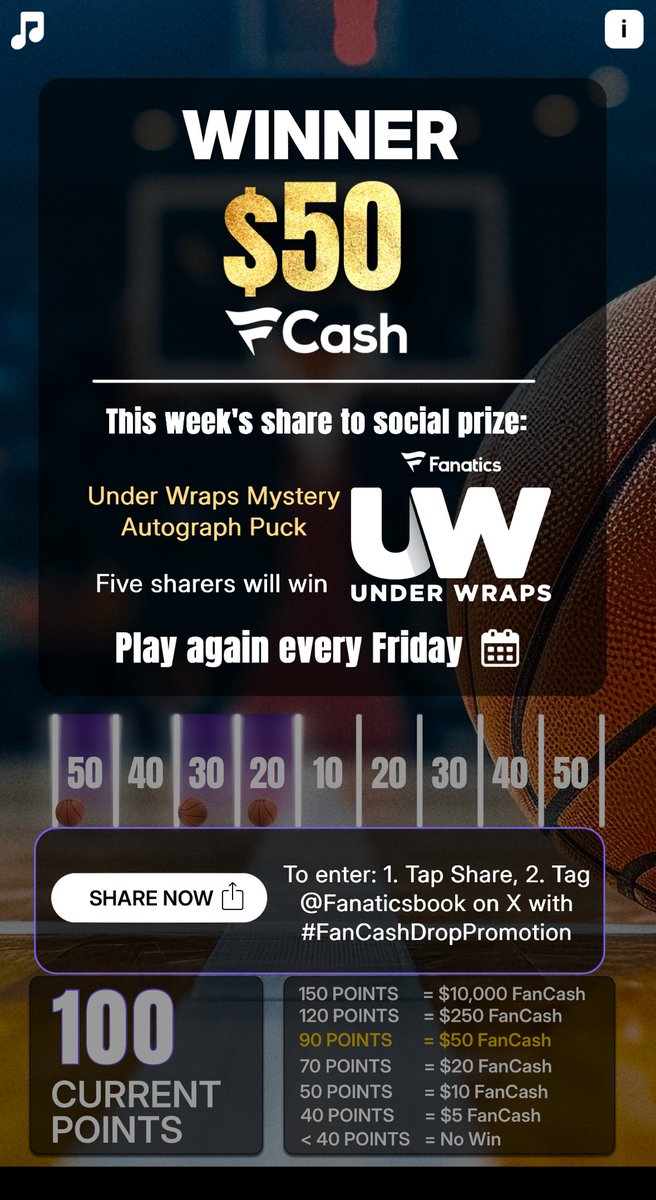 Play the #FanCashDropPromotion today

⁦<a href="/FanaticsBook/">The Home of FAIR PLAY™</a>⁩ back 2 back weeks with $50 fanatics.onelink.me/5kut/p6fykbjo