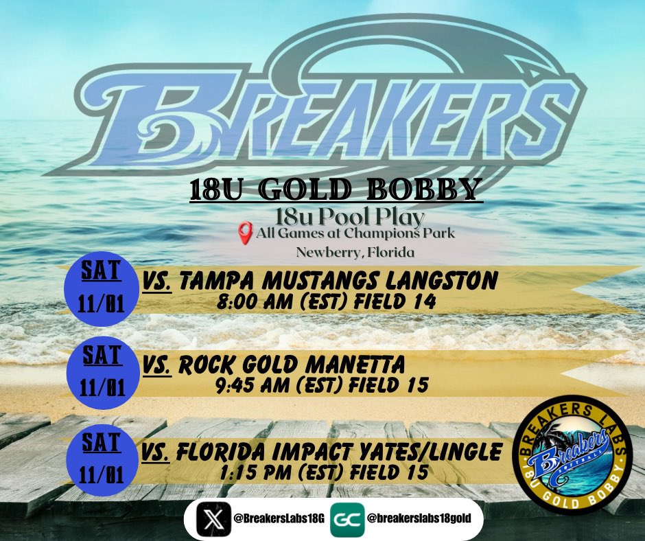 BreakersLabs18G's tweet photo. 💰PGF Show Me The Money💰 Tournament this weekend in Newberry, Florida 🌴LETS GOOO!
#letsgo #breakerslabs
#breakerslabs18ugoldbobby https://t.co/sO9wGDOnDI