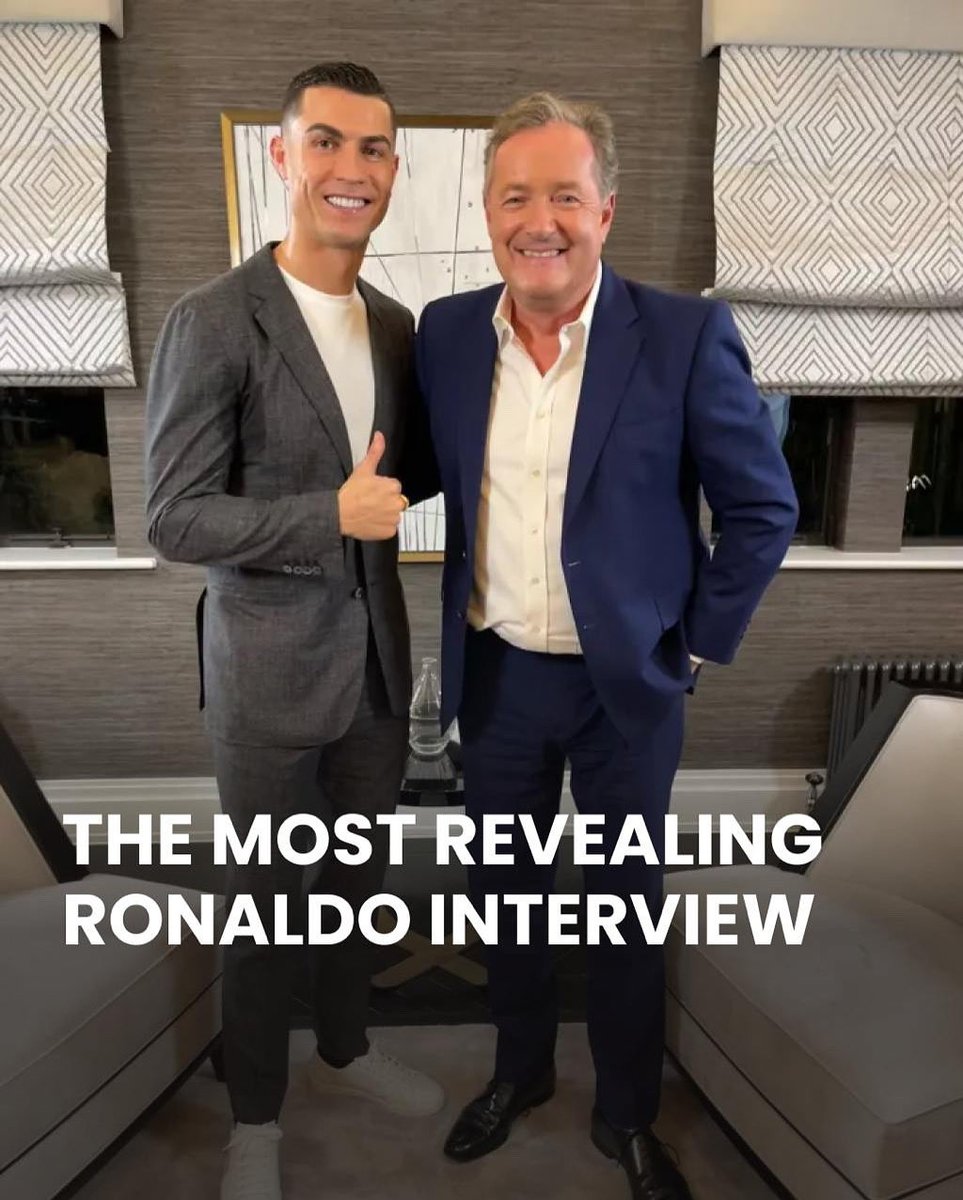 Livefootball36's tweet image. Piers Morgan: “The teaser for my interview with Ronaldo hit 51 million views in 24 hours. That’s why he’s the greatest.” 
The journalist has announced “the most revealing” interview with Cristiano Ronaldo - coming next week.
#CristianoRonaldo #PiersMorgan #RonaldoInterview