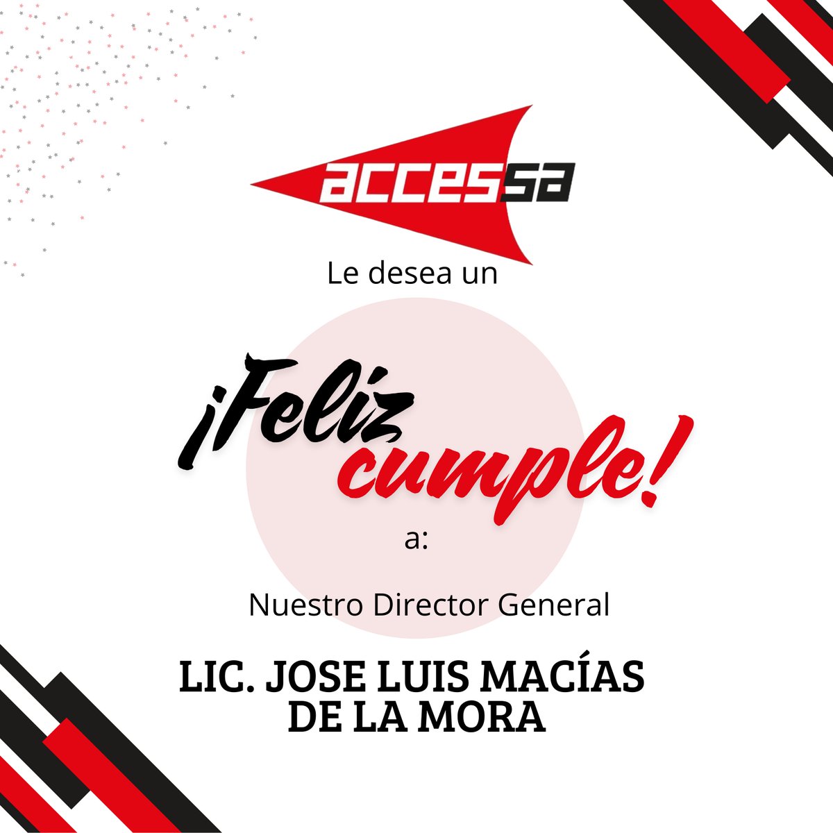AccessaLogistic's tweet image. En @AccessaLogistic celebramos el cumpleaños de nuestro Director General, Lic. José Luis Macías de la Mora 🎂, líder que con su compromiso y determinación ha guiado el crecimiento de la empresa hacia nuevos horizontes 🚀

¡Le deseamos un feliz cumpleaños y un año lleno de logros!