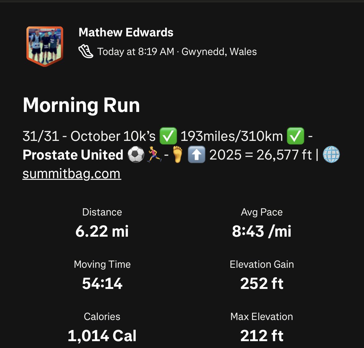 MathEds0's tweet image. ✅ - 10km a day x 31 in October for @prostateunited. Great cause, thanks for the donations, much appreciated! 👍🏻