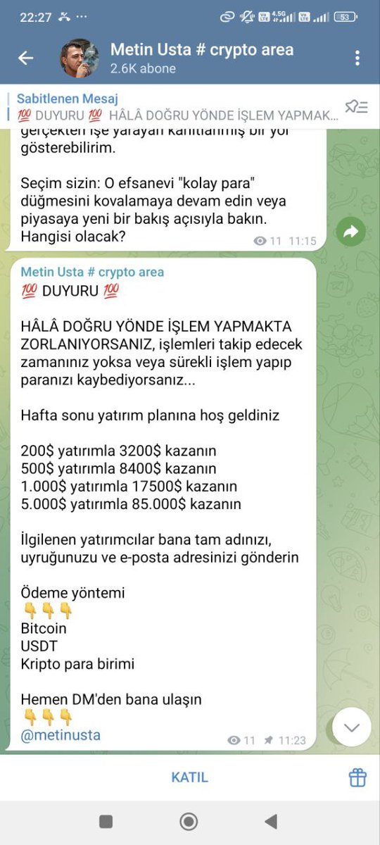 🚨 Adıma böyle hesap yoktur itibar etmeyiniz. <a href="/kriptoman0/">Samet Işık ( Kripton )</a> ve <a href="/cointraderss/">CoinTraders</a> üzerinden de aynı şekilde böyle kanal açılabilir kesinlikle itibar etmeyiniz. Bizler bu tarz kanal kesinlikle açmayız özelden para talep etmeyiz böyle durumla karşılaşırsanız lütfen bizlere bilgi verin