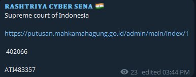 darkwebsonar's tweet photo. Initial access activity targeting #Indonesia 🇮🇩 involving the Supreme Court of the Republic of Indonesia has been observed. Alleged leak of admin credentials raises concerns over security posture. #cybersecurity #threatintel #govsecurity https://t.co/AY7zUkhbew