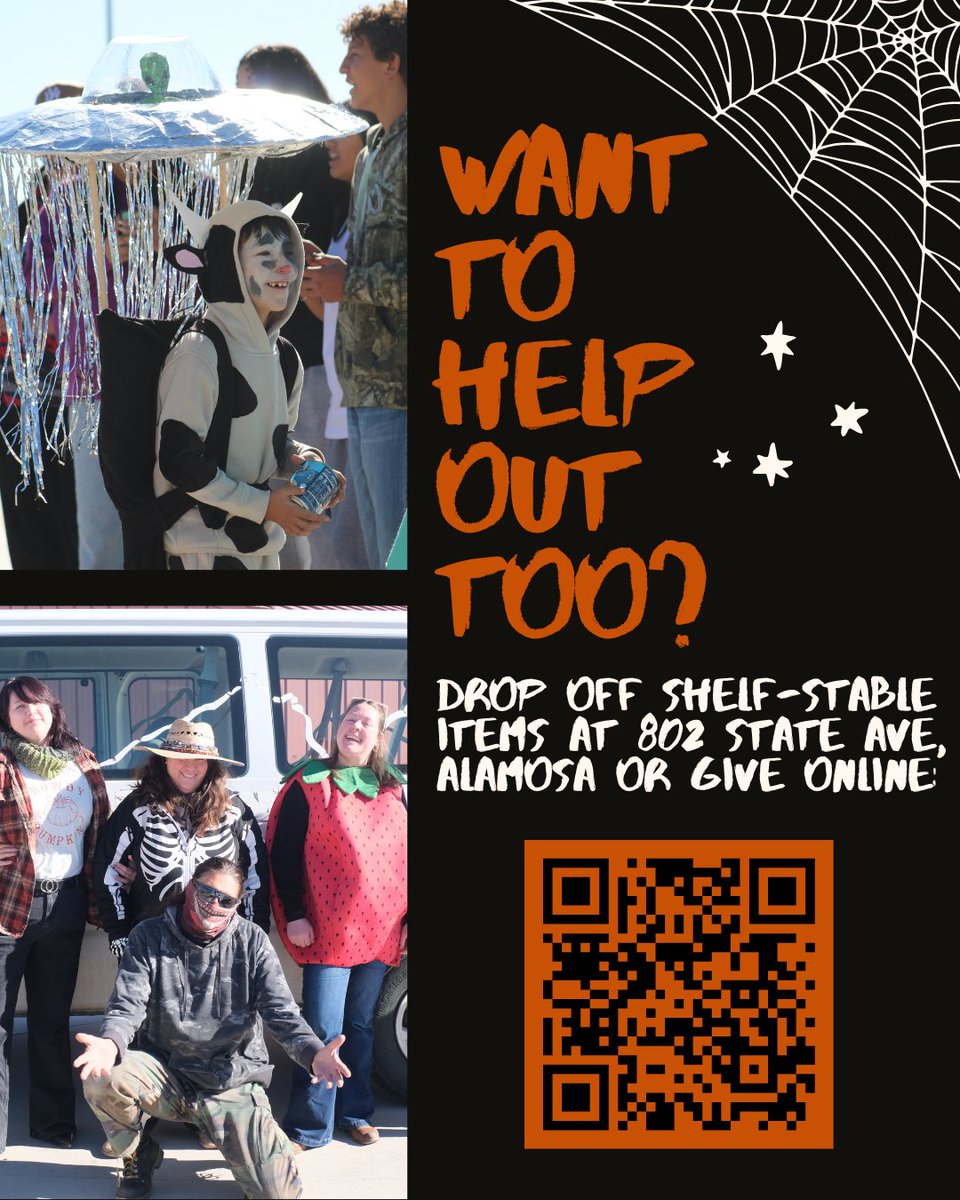 Huge shoutout to Alamosa Elementary School, whose students came together to donate an impressive 778lbs of food at their annual Halloween Food Drive! 🥫 We loved seeing all the costumes, and we LOVED seeing the youngest members of our community care for their neighbors!