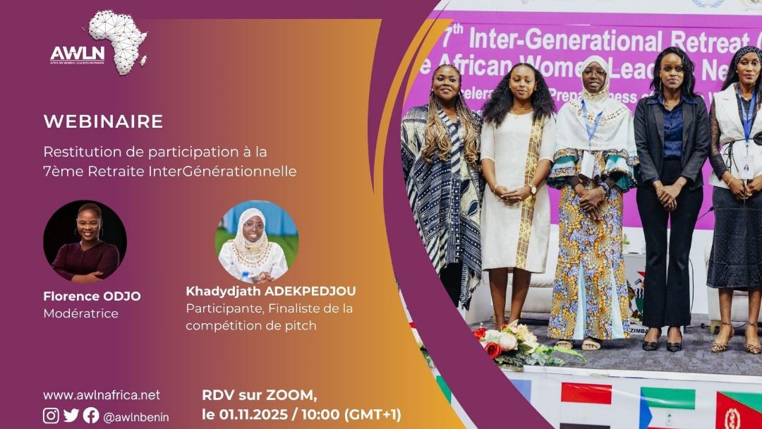 Revivons demain samedi 1er novembre 2025 à 10h00 (GMT+1) avec AWLN Bénin 🇧🇯 les temps forts, les échanges et les engagements de la 7ᵉ Retraite Intergénérationnelle de <a href="/AWLNetwork/">AWLNetwork</a>  us06web.zoom.us/j/86294993441?…

#AWLN #AWLNBenin #GreenLeafAI #LeadershipFéminin #inclusionnumerique