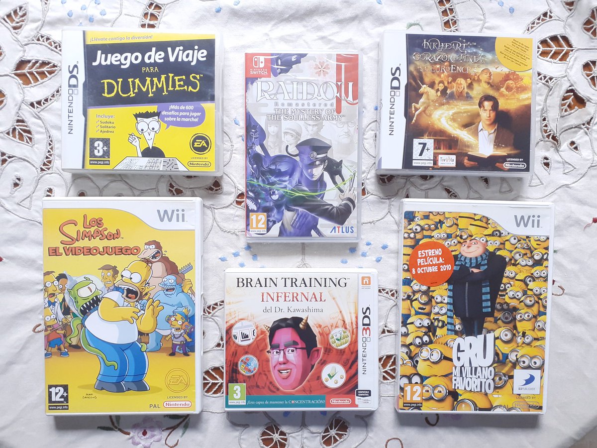 Sigo poniendo compras de este verano con protagonismo de adaptaciones de cine como son Los Simpson, Gru y Corazón de Tinta. Y como no, otro #RPG que se une a la cole como es el Raidou que no quería dejarlo pasar.
#Switch #NintendoDS #Nintendo3DS #Wii
