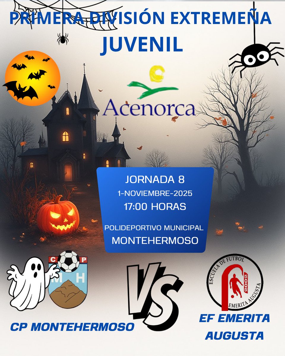 Cantera | Temporada 25/26

Mañana día de Todos los Santos, fútbol

Juveniles 🆚 EF Emérita Augusta

🏆 primera división extremeña juvenil Jornada 8
📅 1 / noviembre / 2025
⏰ 17:00 horas 
🏟️ polideportivo municipal Montehermoso 
#canterarojilla🔴🔴
#todoalrojo