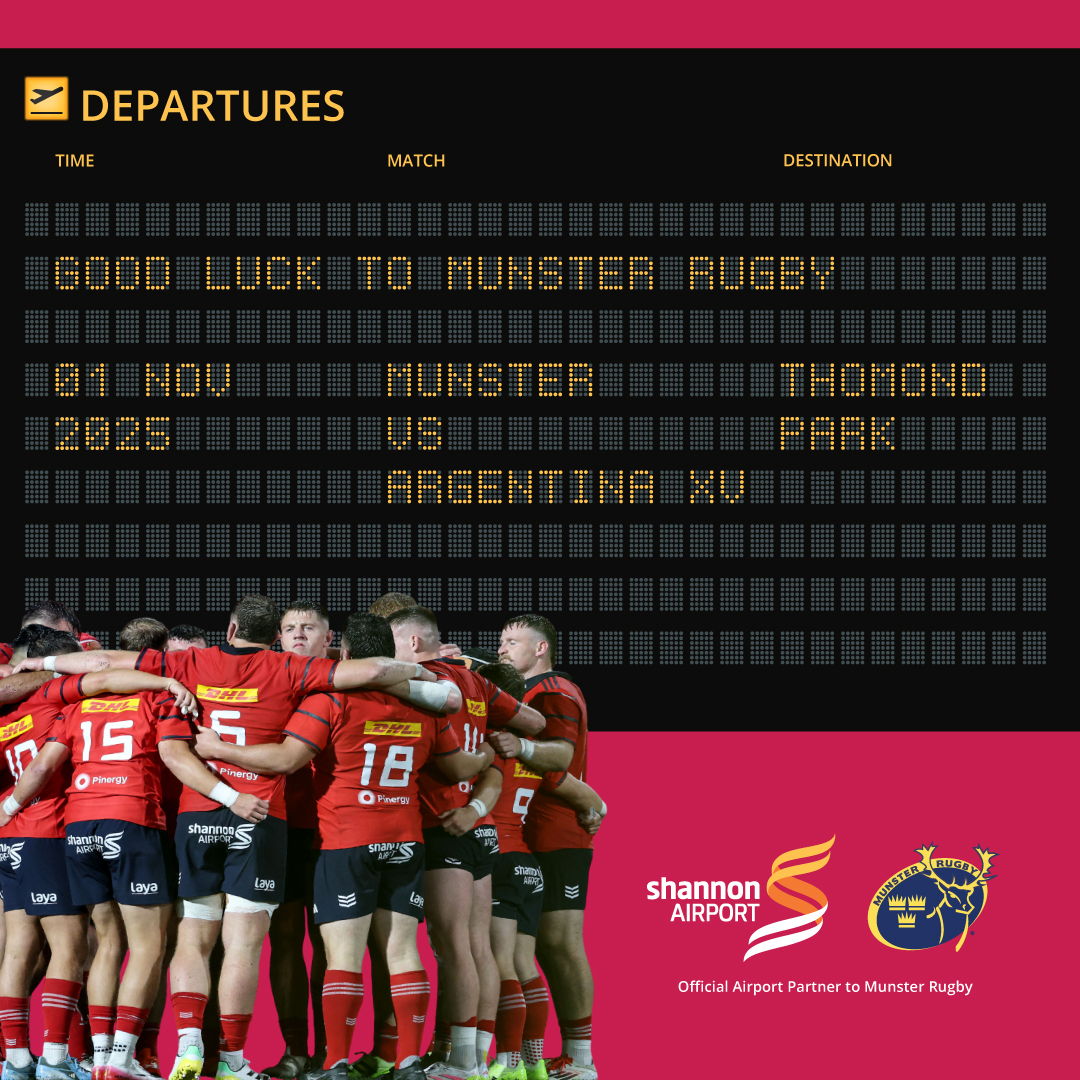 ShannonAirport's tweet photo. Time to check-in to Munster Vs Argentina XVβοΈ
As official sponsors of @Munsterrugby we're #BackingMunster!
#SUAFπ΄ #shannonairport https://t.co/WztbM9SDWm