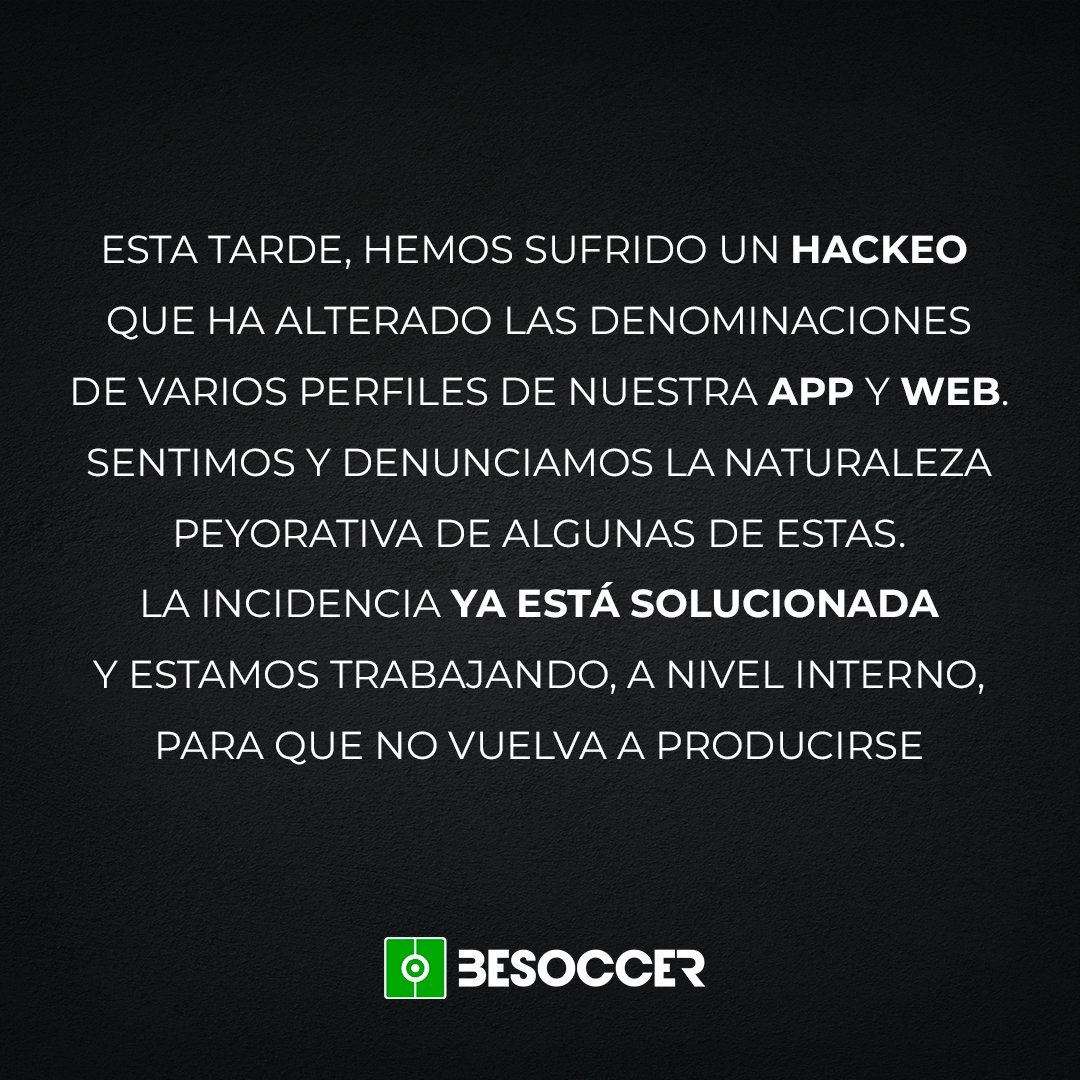 besoccer_ES's tweet photo. 🚨 COMUNICADO OFICIAL DEL EQUIPO DE BESOCCER https://t.co/swYMWaUtuB