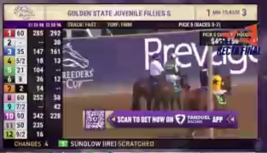 It's not just the win wager. The exacta also got crushed.
9-6 exacta went from 35-1 to 12-1.
<a href="/BreedersCup/">Breeders' Cup</a> <a href="/DelMarRacing/">Del Mar Racetrack</a>
Little blurry🥸