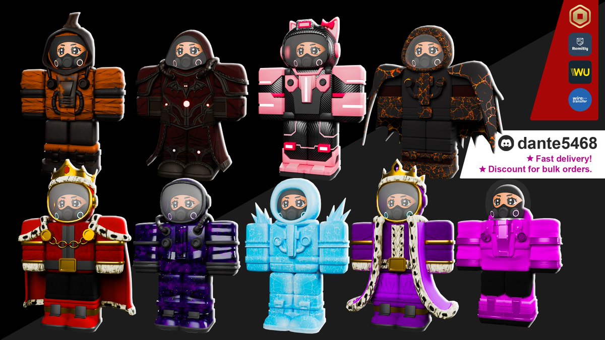 Dante_Doto's tweet image. 💫 Fast delivery | 💰 Bulk discounts | 🔥 Unique designs

#ROBLOX #RobloxDev #RobloxGames #robloxugc